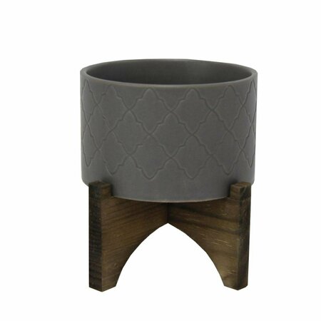 CONSERVATORIO 5ft. Argyle Ceramic Planter on Wood Stand - Matte Gray CO2970745